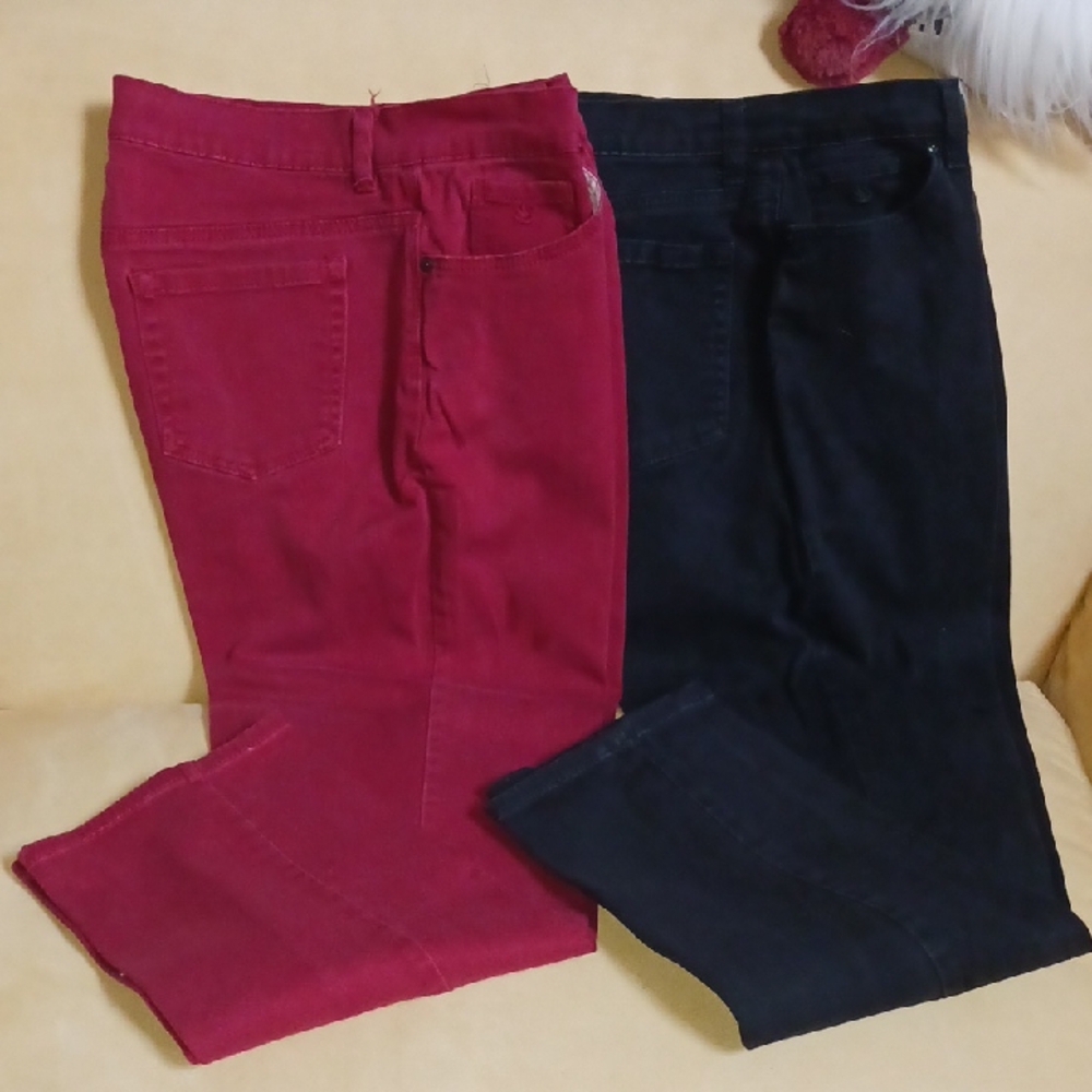 Women's Gloria Vanderbelt AMANDA Red and Black Jeans. SZ 14